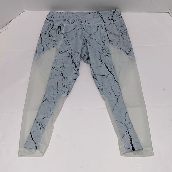 Varley Blue White Marble Print Leggings With Mesh Side Cutouts Cropped Size S - Picture 8 of 8